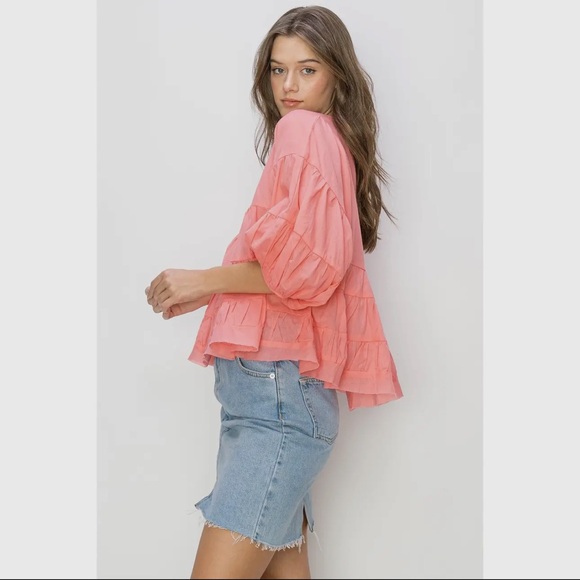 20 BEAUTIFUL SHORT SLEEVE BABYDOLL BLOUSE - Picture 3 of 6